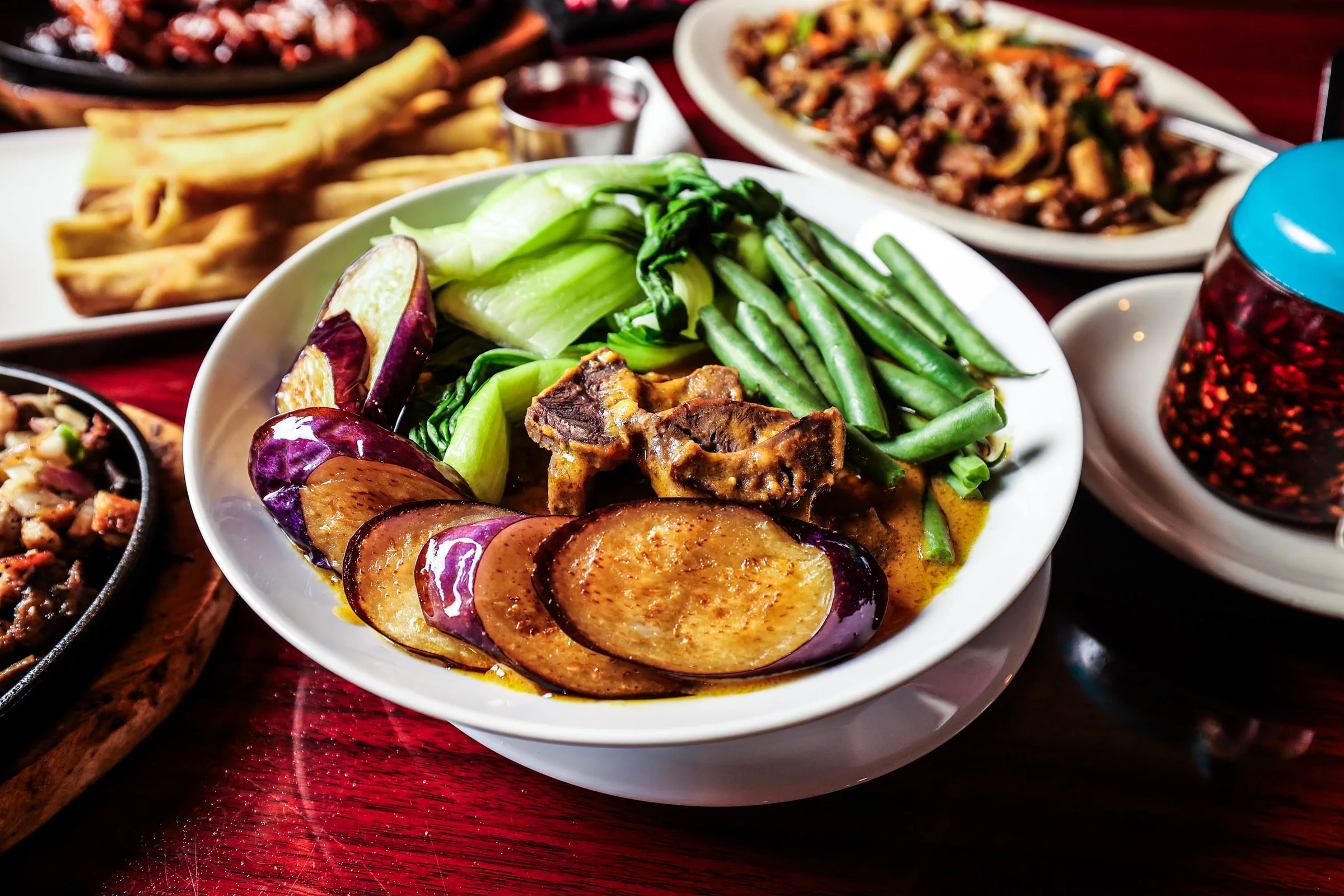 Vegetables with eggplant and long beans