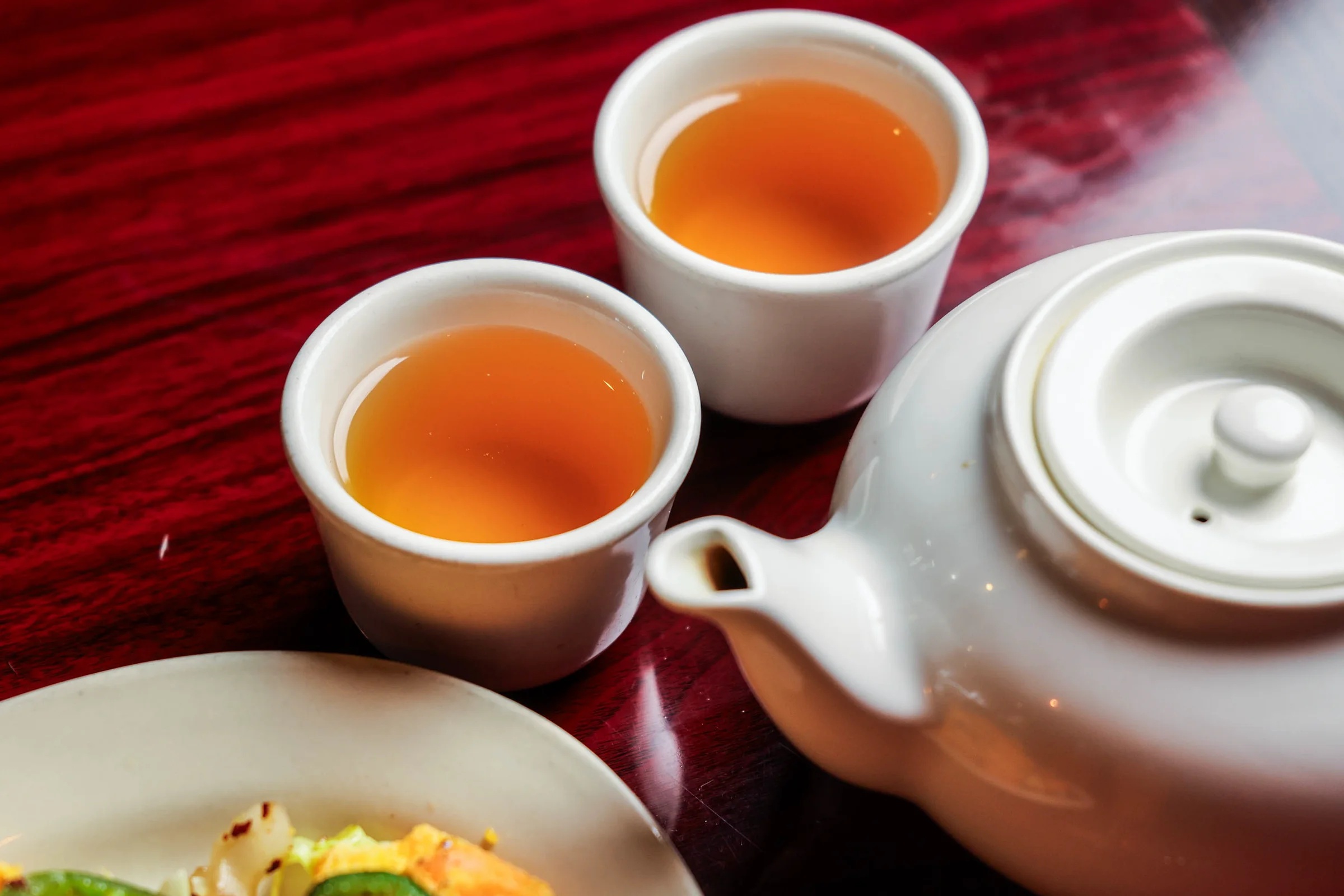 Hot tea poured at the table